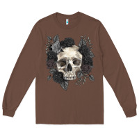 Chestnut Floral skull Long Sleeve Tee - RanaPortraitStore
