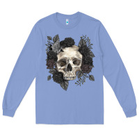 Colony Blue Floral skull Long Sleeve Tee - RanaPortraitStore
