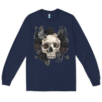 Navy Floral skull Long Sleeve Tee - RanaPortraitStore