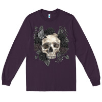 Plum Floral skull Long Sleeve Tee - RanaPortraitStore