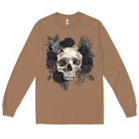 Toasted Coconut Floral skull Long Sleeve Tee - RanaPortraitStore