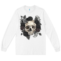 White Floral skull Long Sleeve Tee - RanaPortraitStore