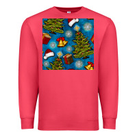 Cardinal christmas trees and bells seamless pattern Premium Sweatshirt - BundleAndBundleShop