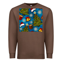 Chestnut christmas trees and bells seamless pattern Premium Sweatshirt - BundleAndBundleShop