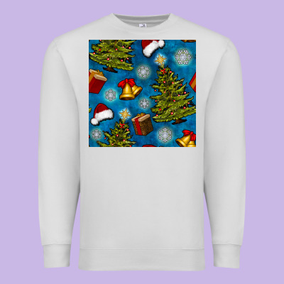 Christmas Trees And Bells Seamless Pattern Premium Sweatshirt Designed By Bundleandbundleshop