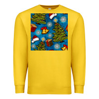 Lemon christmas trees and bells seamless pattern Premium Sweatshirt - BundleAndBundleShop