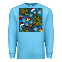 Ocean Blue christmas trees and bells seamless pattern Premium Sweatshirt - BundleAndBundleShop