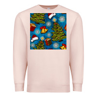 Pale Pink christmas trees and bells seamless pattern Premium Sweatshirt - BundleAndBundleShop