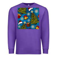 Purple christmas trees and bells seamless pattern Premium Sweatshirt - BundleAndBundleShop