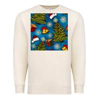 Sandshell christmas trees and bells seamless pattern Premium Sweatshirt - BundleAndBundleShop