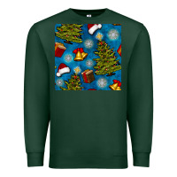 Sports Green christmas trees and bells seamless pattern Premium Sweatshirt - BundleAndBundleShop