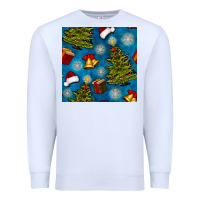 White christmas trees and bells seamless pattern Premium Sweatshirt - BundleAndBundleShop