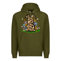 Army Green western floral bunny Premium Hoodie - MaliasSmallBusiness