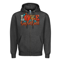 Charcoal Heather love basketball Zipper Hoodie - Zillion Design Studio
