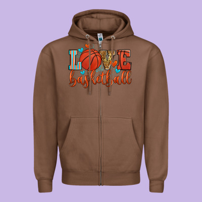 Love Basketball Zipper Hoodie Designed By Zillion Design Studio