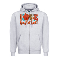Heather Grey love basketball Zipper Hoodie - Zillion Design Studio