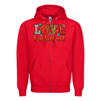 Red love basketball Zipper Hoodie - Zillion Design Studio
