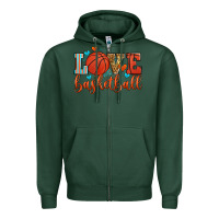 Sports Green love basketball Zipper Hoodie - Zillion Design Studio