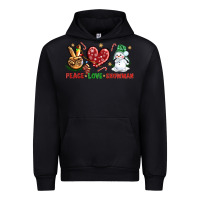 Black peace love snowman Urban Hoodie - NancyCooperArtShop
