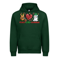 Forest Green peace love snowman Urban Hoodie - NancyCooperArtShop