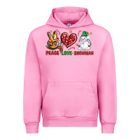 Fuchsia Pink peace love snowman Urban Hoodie - NancyCooperArtShop