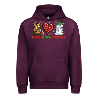 Mauve Wine peace love snowman Urban Hoodie - NancyCooperArtShop