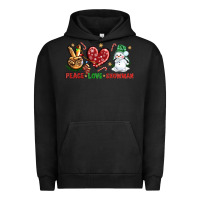 Pigment Black peace love snowman Urban Hoodie - NancyCooperArtShop