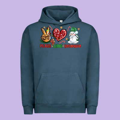 Peace Love Snowman Urban Hoodie Designed By Nancycooperartshop