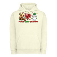 Pigment Pistachio peace love snowman Urban Hoodie - NancyCooperArtShop