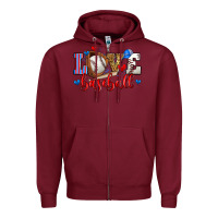 Burgundy love baseball Zipper Hoodie - Zillion Design Studio