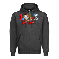 Charcoal Heather love baseball Zipper Hoodie - Zillion Design Studio