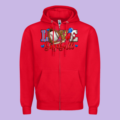 Love Baseball Zipper Hoodie Designed By Zillion Design Studio