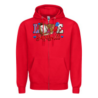 Red love baseball Zipper Hoodie - Zillion Design Studio