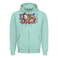 Seafoam love baseball Zipper Hoodie - Zillion Design Studio