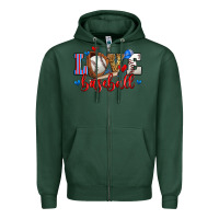 Sports Green love baseball Zipper Hoodie - Zillion Design Studio
