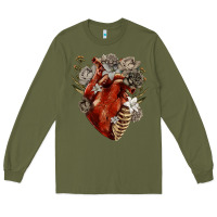 Army Green Flower anatomical heart Long Sleeve Tee - RanaPortraitStore