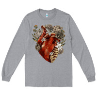Heather Grey Flower anatomical heart Long Sleeve Tee - RanaPortraitStore