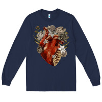 Navy Flower anatomical heart Long Sleeve Tee - RanaPortraitStore