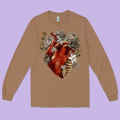 Long Sleeve Tee Flower anatomical heart