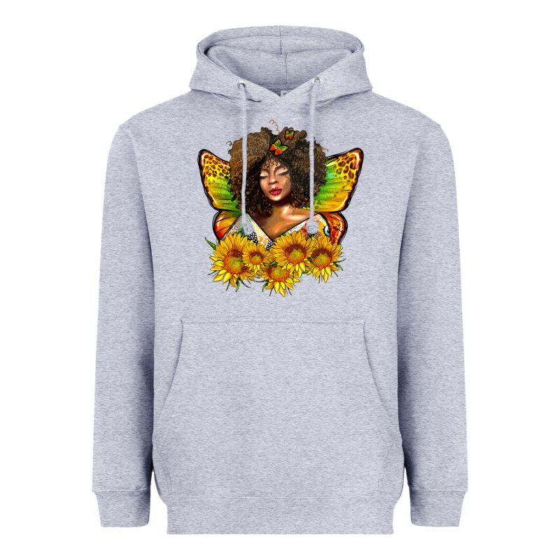 Butterfly Afro Woman Juneteenth Heavyweight Hoodie by AdoDesignShop | Teevron