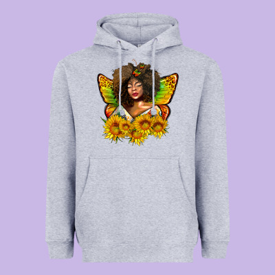 Butterfly Afro Woman Juneteenth Heavyweight Hoodie Designed By Adodesignshop