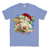 Colony Blue charolais cattle cow with christmas lights and hat Classic Tee - RanaPortraitStore