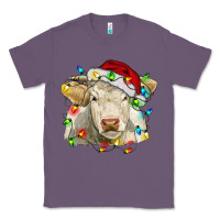 Lavender charolais cattle cow with christmas lights and hat Classic Tee - RanaPortraitStore