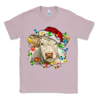 Lilac charolais cattle cow with christmas lights and hat Classic Tee - RanaPortraitStore