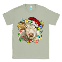 Matcha charolais cattle cow with christmas lights and hat Classic Tee - RanaPortraitStore