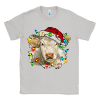 Moon Dust charolais cattle cow with christmas lights and hat Classic Tee - RanaPortraitStore