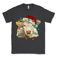 Smoke charolais cattle cow with christmas lights and hat Classic Tee - RanaPortraitStore