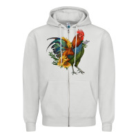Dove Grey rooster with sunflowers Zipper Hoodie - RanaPortraitStore