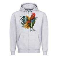 Heather Grey rooster with sunflowers Zipper Hoodie - RanaPortraitStore