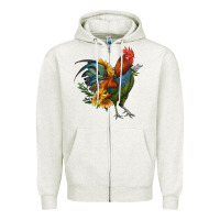 Oatmeal Heather rooster with sunflowers Zipper Hoodie - RanaPortraitStore